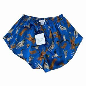 NWT Vintage 90’s Silk Shorts, Cowboys & Indians Old West Print Women’s M/L